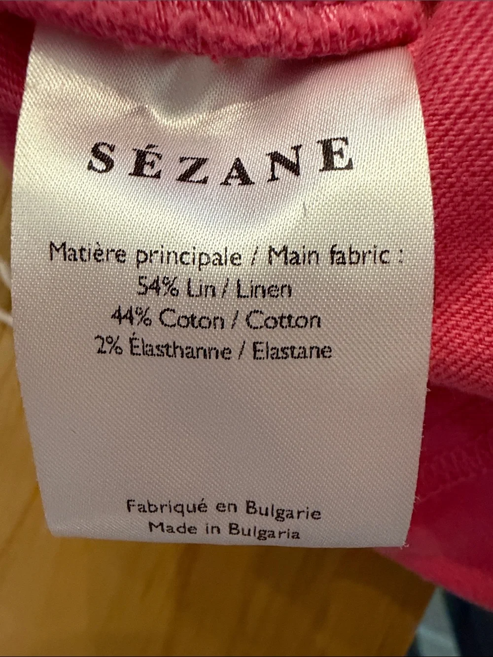 Sézane Arthuro Bright Pink High Waist Button Front Linen Trousers Pants Size 6